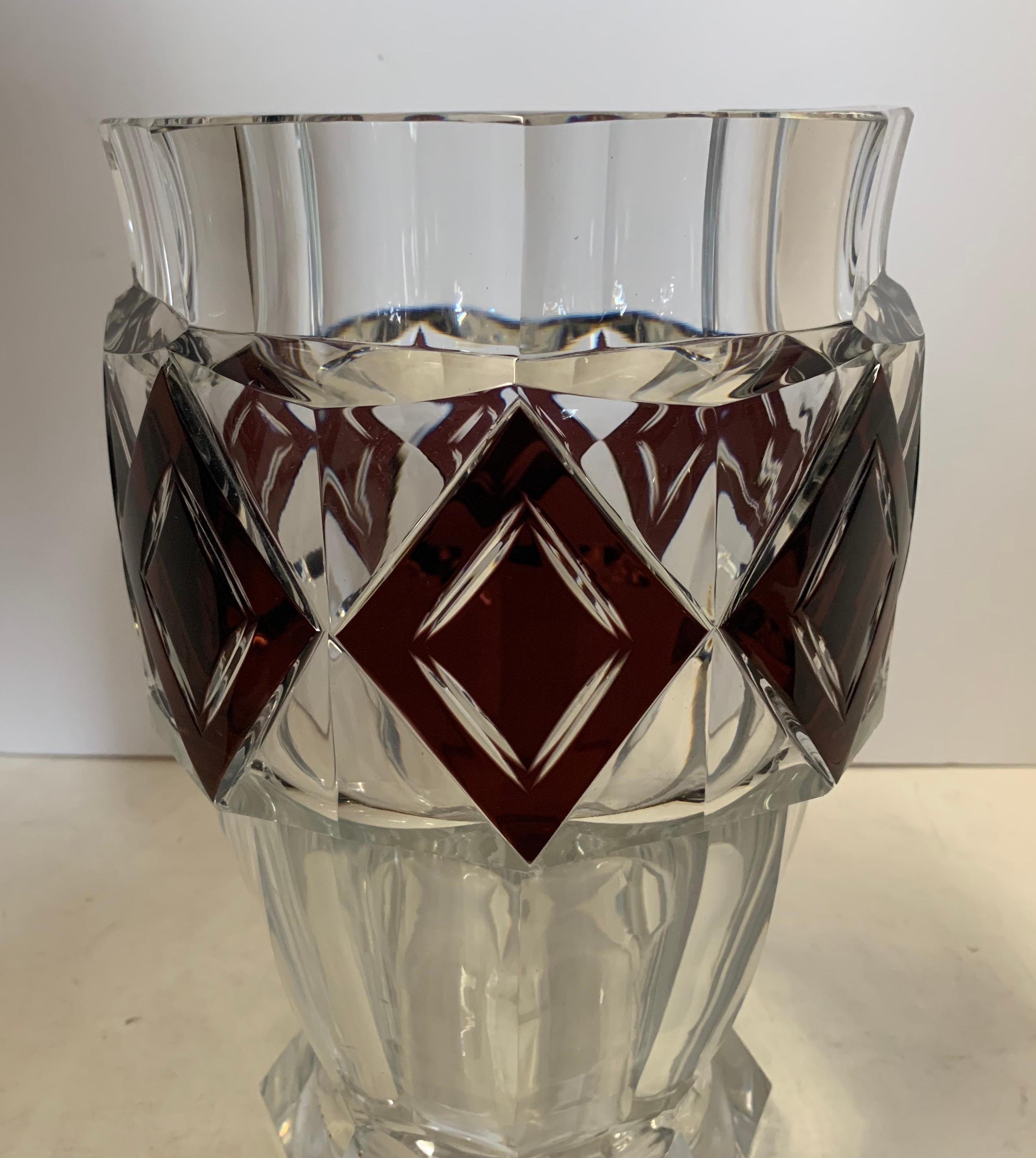 Belle Époque Wonderful Val Saint Lambert Amethyst Diamond Overlay Glass Crystal Kipling Vase For Sale