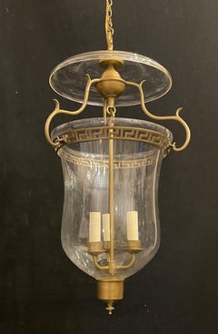 Wonderful Vaughan Bell Jar Glass Brass Greek Key Pendant Light Lantern Fixture