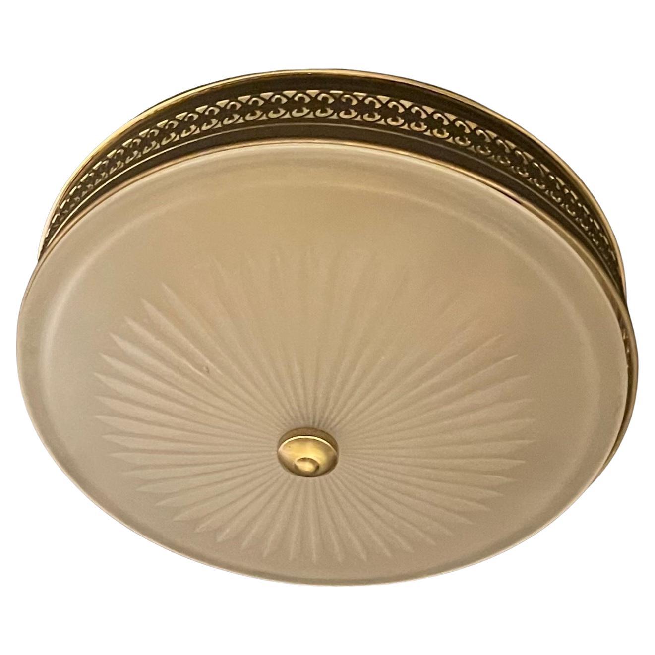 Maravilloso Vaughan Brass Star Vidrio Grabado Empotrable 5 Plafones de Techo