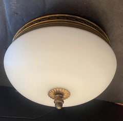 Wonderful Vaughan Brass White Milk Glass Flush Mount Ceiling Light Fixture