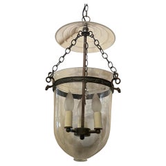 Wonderful Vaughan Bronze Garland Wreath Glass Bell Jar 3-Light Lantern Fixture