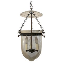 Wonderful Vaughan Bronze Garland Wreath Glass Bell Jar 3-Light Lantern Fixture