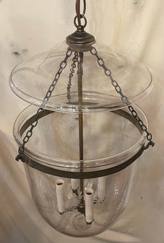 Wonderful Vaughan Bronze Glass Star Wheat Bell Jar 3-Light Lantern Light Fixture