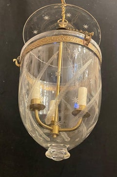 Wonderful Vaughan Bronze Glass Star Wheat Bell Jar 3-Light Lantern Light Fixture