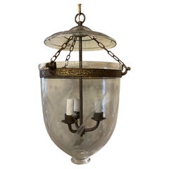 Wonderful Vaughan Bronze Glass Star Wheat Bell Jar 3-Light Lantern Light Fixture