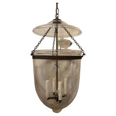 Wonderful Vaughan Bronze Glass Star Wheat Bell Jar 3-Light Lantern Light Fixture