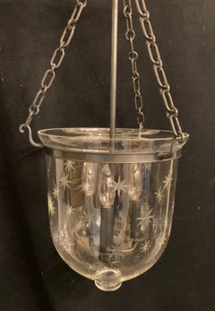 Wonderful Vaughan Designs Bronze Glass Star Bell Jar 3-Light Lantern Fixture