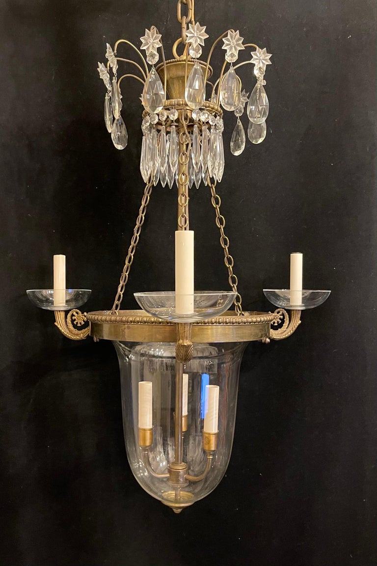 20th Century Wonderful Vaughan Lighting Bell Jar Bronze Regency Neoclassical Lantern Fixture For Sale
