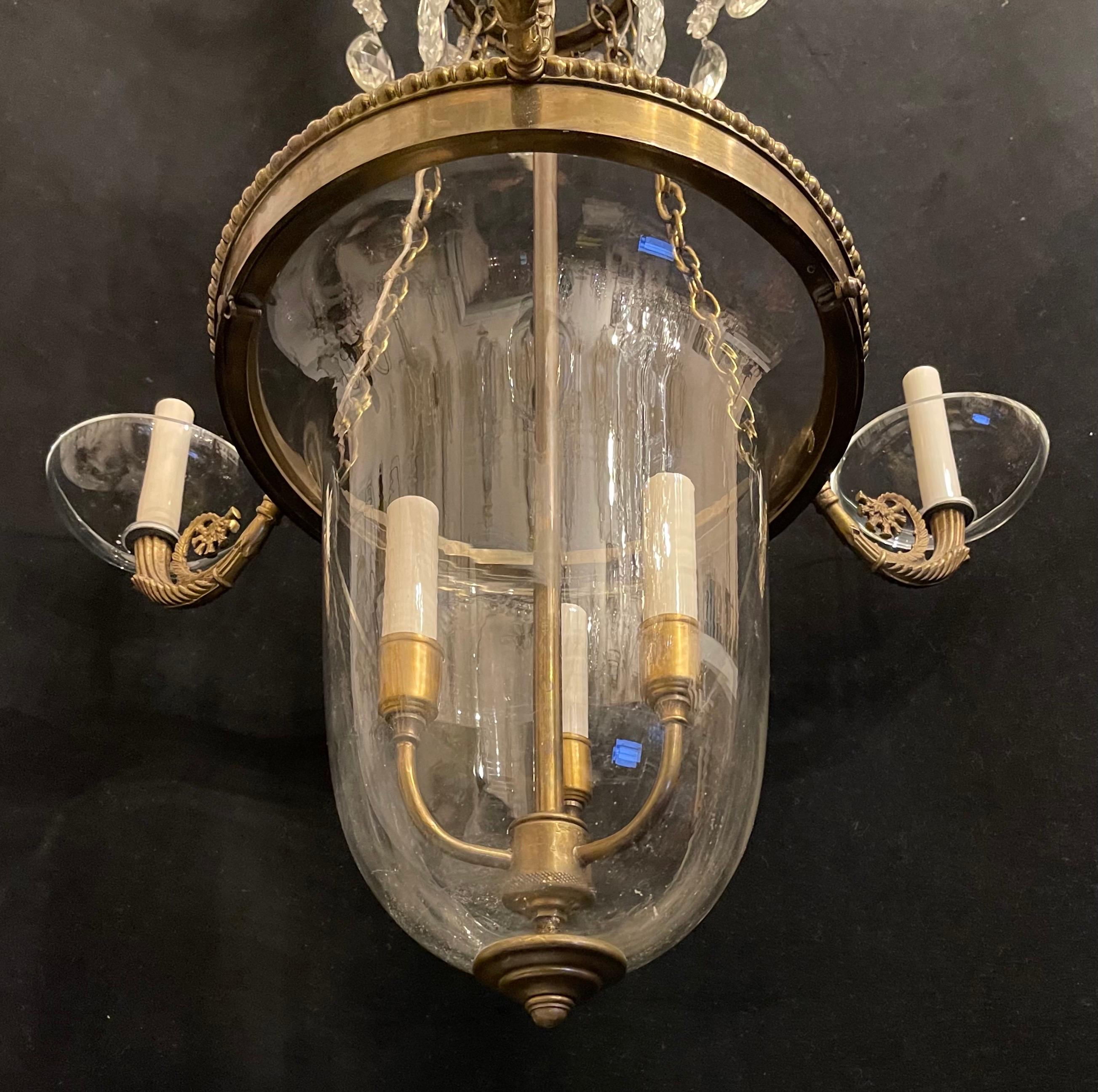 Wonderful Vaughan Lighting Bell Jar Bronze Regency Neoclassical Lantern Fixture In Good Condition For Sale In Roslyn, NY