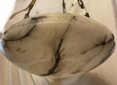 Wonderful Vaughan Marble Alabaster Bronze Bowl Art Deco Light Fixture Chandelier