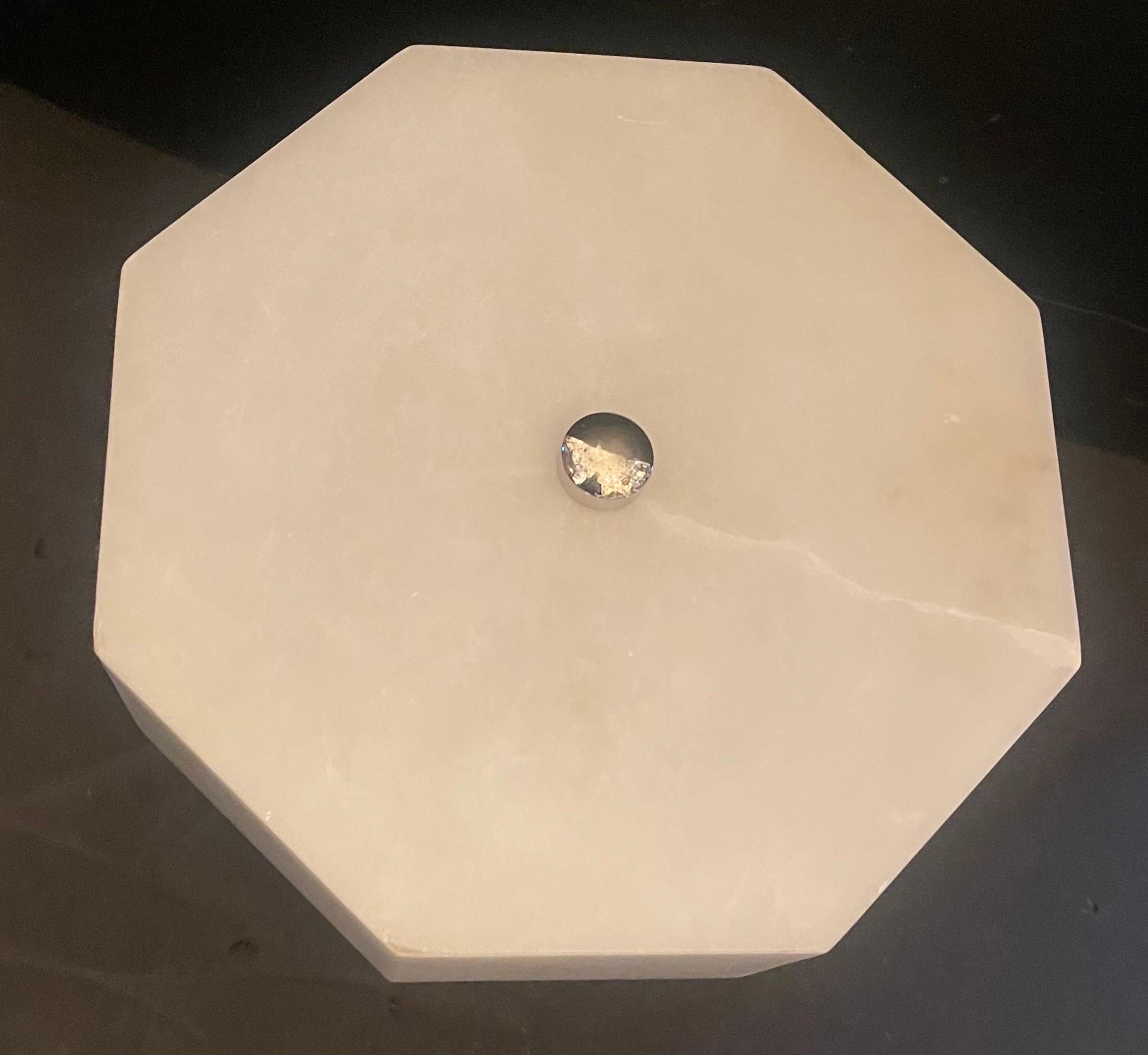 Polished Wonderful Vaughan Oakley Alabaster Nickel Semi Flush Ceiling Light Demo Fixture