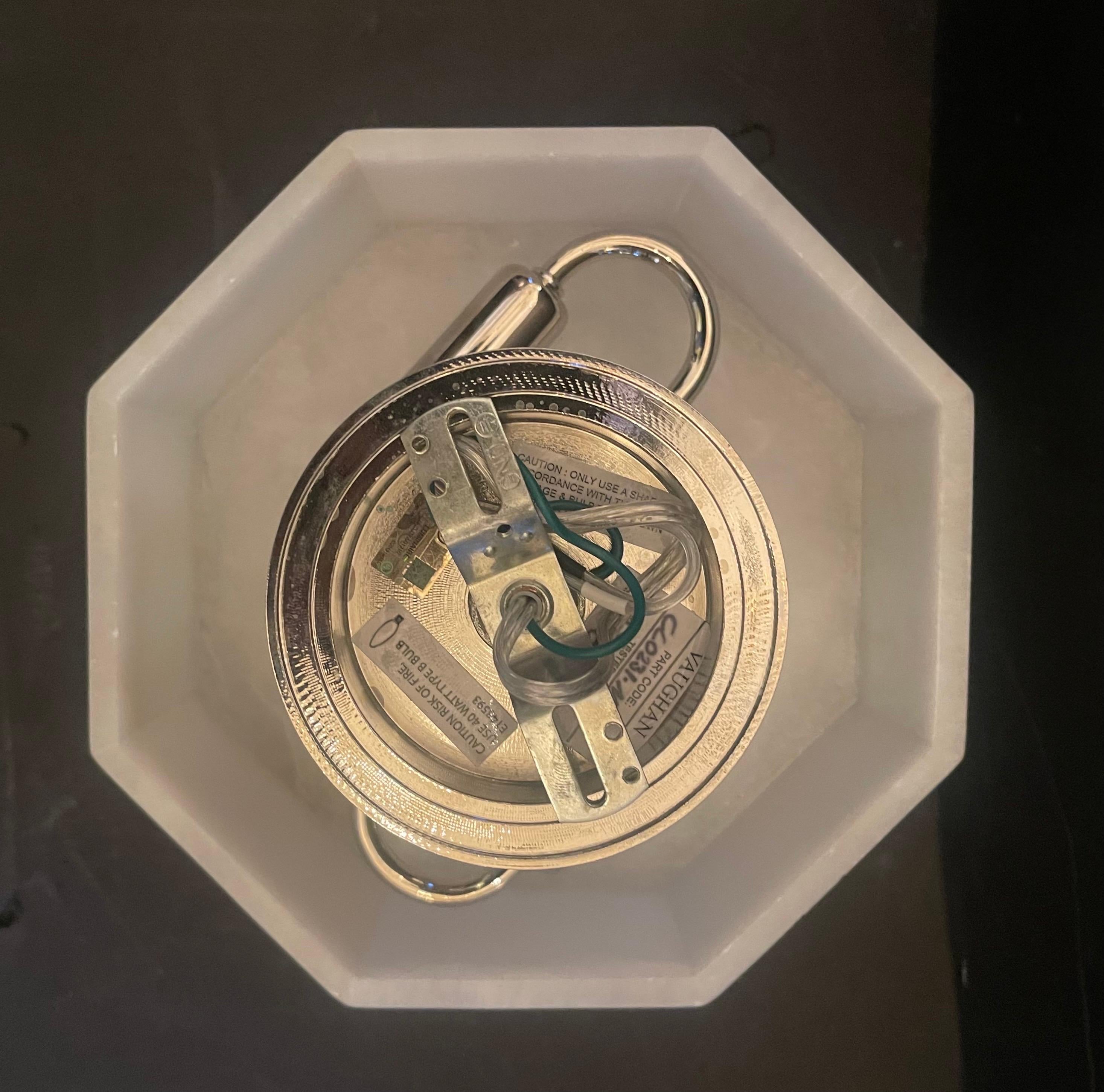 20th Century Wonderful Vaughan Oakley Alabaster Nickel Semi Flush Ceiling Light Demo Fixture