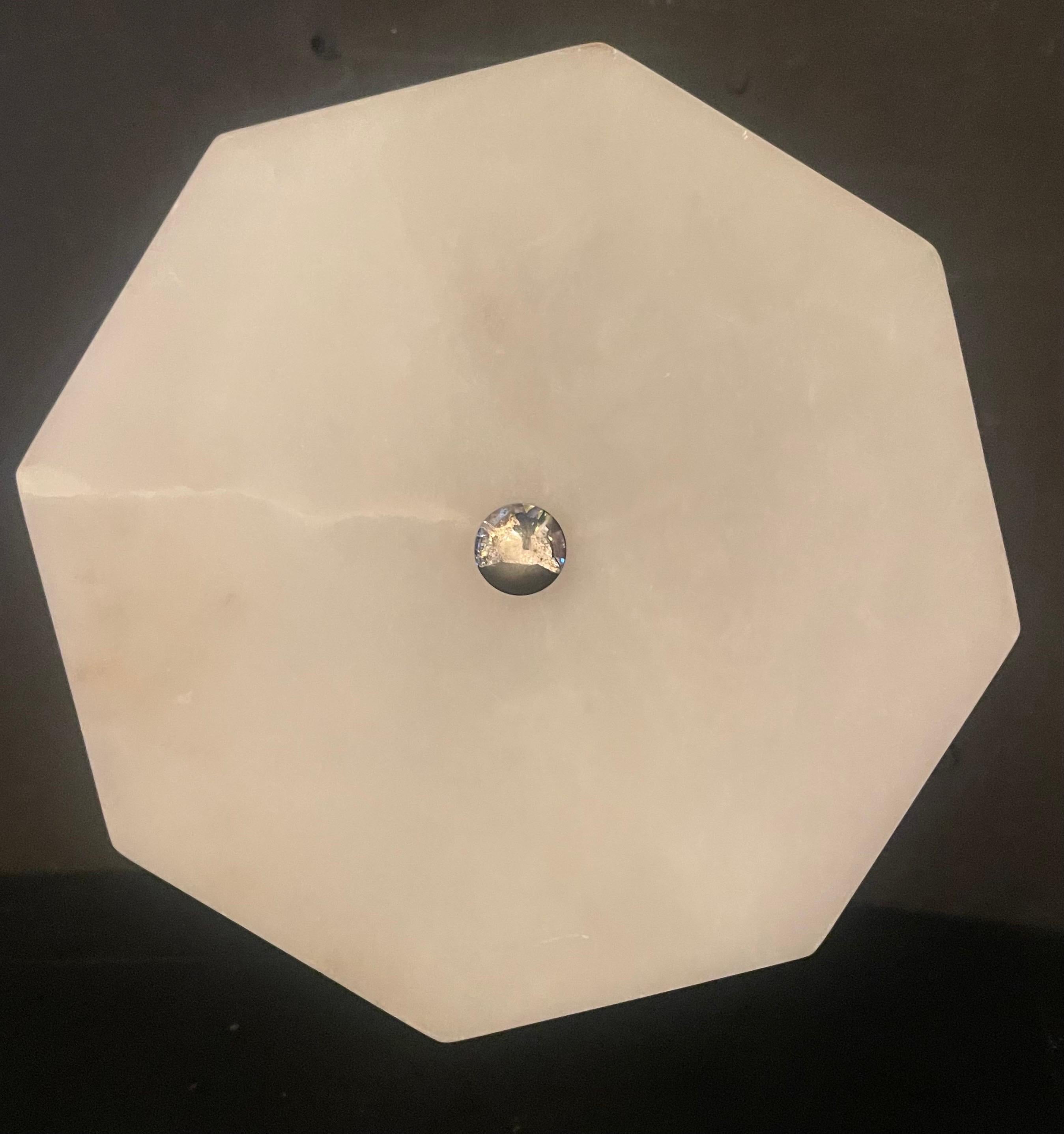 Wonderful Vaughan Oakley Alabaster Nickel Semi Flush Ceiling Light Demo Fixture 2