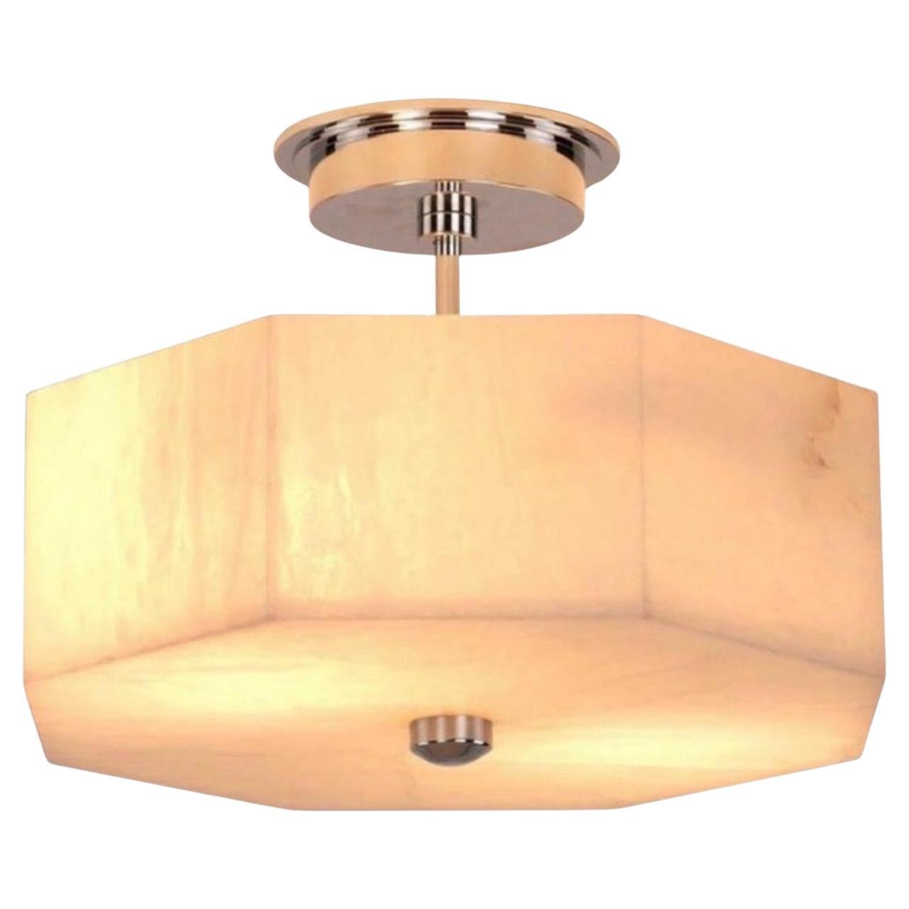 Maravilloso Artefacto de Demostración de Luz de Techo Semi Flush Vaughan Oakley Níquel Alabastro