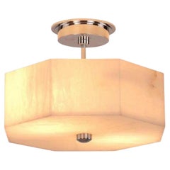 Maravilloso Artefacto de Demostración de Luz de Techo Semi Flush Vaughan Oakley Níquel Alabastro