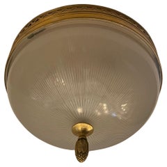Used Wonderful Vaughan Bronze Star Etched Glass Flush Mount Ceiling Fixture