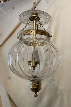 Wonderful Vaughan Pumpkin Brass Glass Bell Jar 2-Light Lantern Pendent Fixture