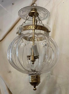 Wonderful Vaughan Pumpkin Brass Glass Bell Jar 2-Light Lantern Pendent Fixture