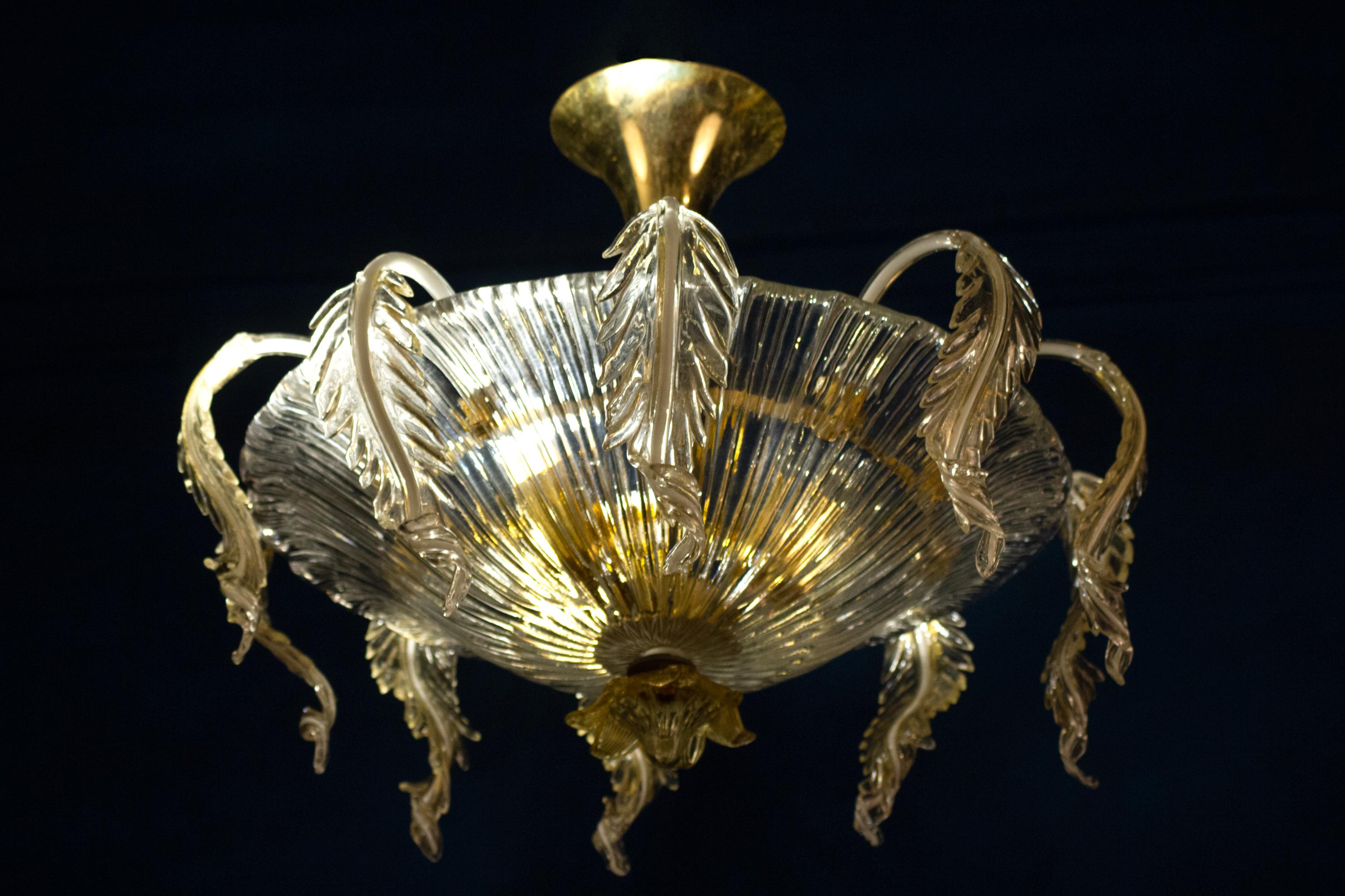 Wonderful Venetian Murano Glass Chandelier or Ceiling Light, 1970' For Sale 4