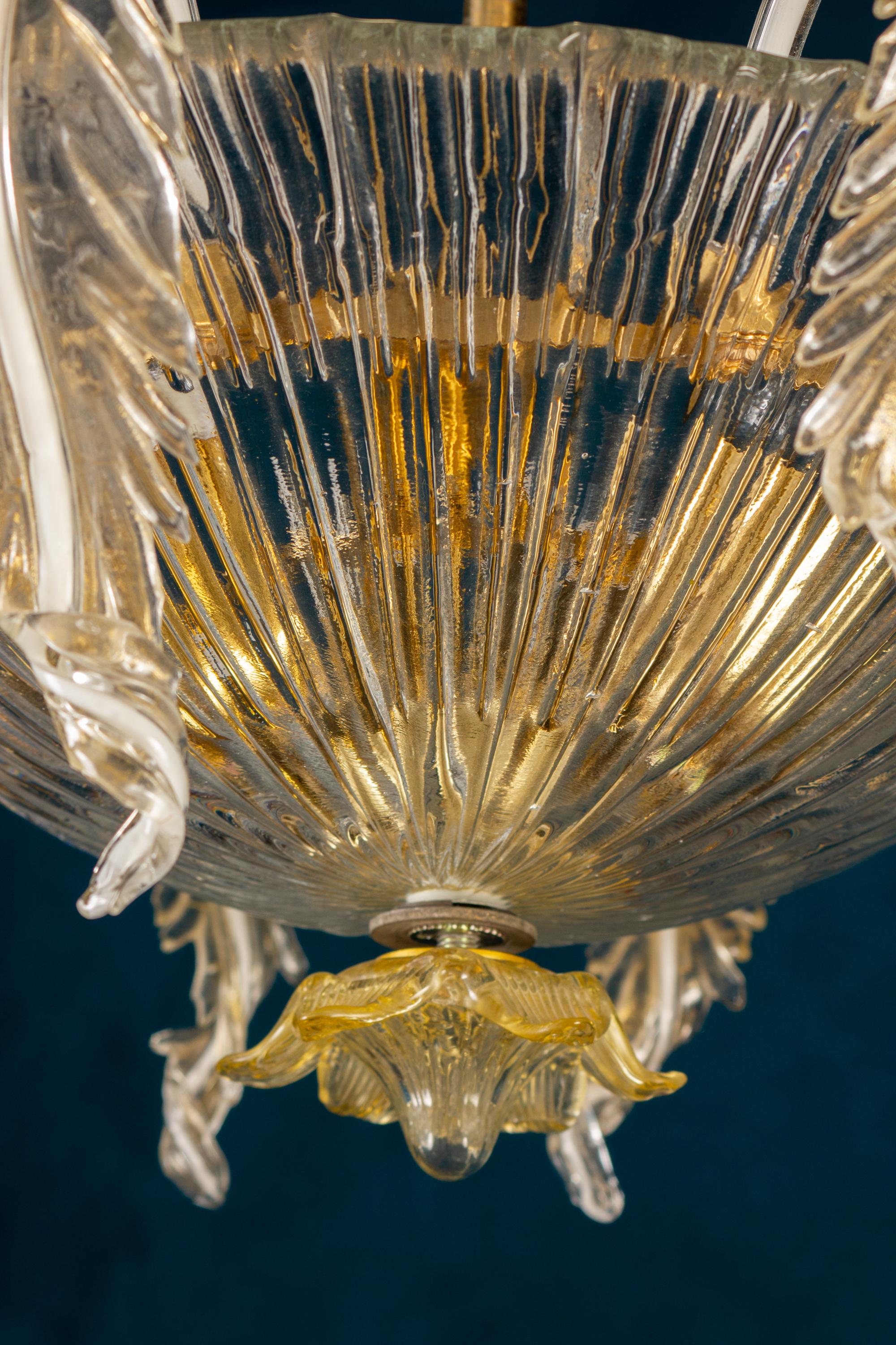 Italian Wonderful Venetian Murano Glass Chandelier or Ceiling Light, 1970' For Sale