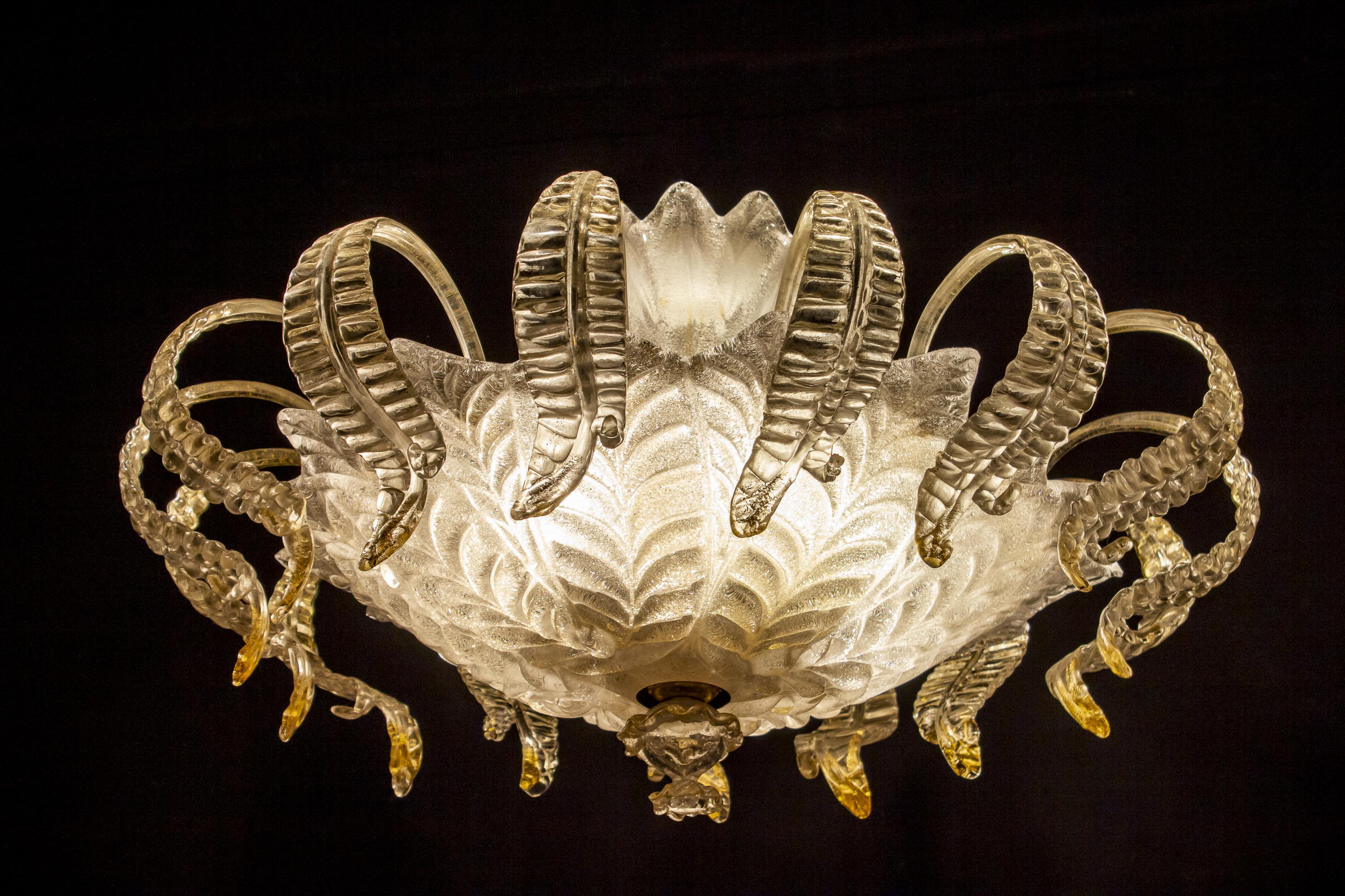 Wonderful Venetian Murano Glass Chandelier or Ceiling Light, 1970 In Excellent Condition In Rome, IT