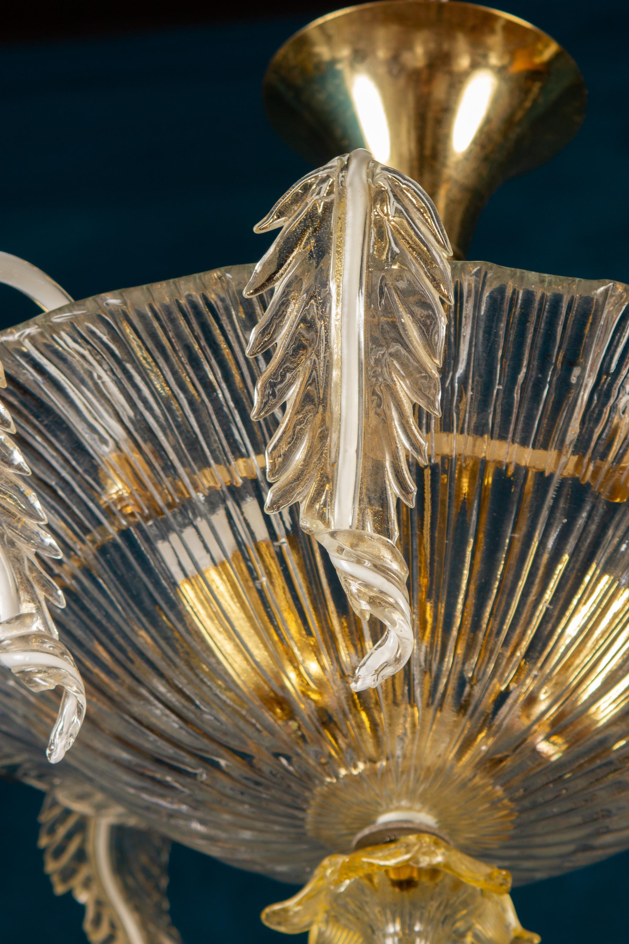 Wonderful Venetian Murano Glass Chandelier or Ceiling Light, 1970' For Sale 1