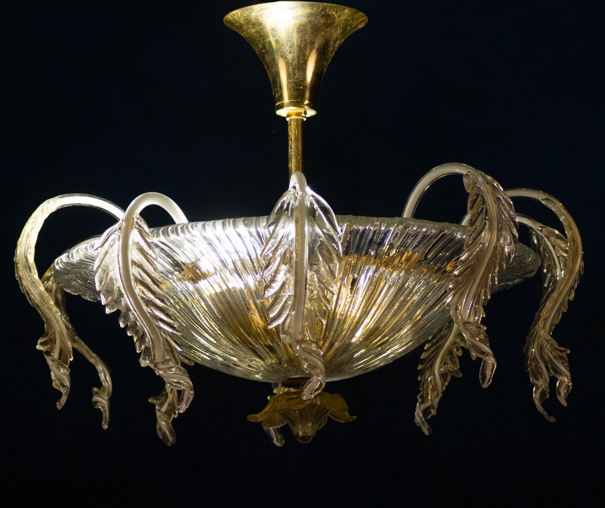 Wonderful Venetian Murano Glass Chandelier or Ceiling Light, 1970' For Sale 2