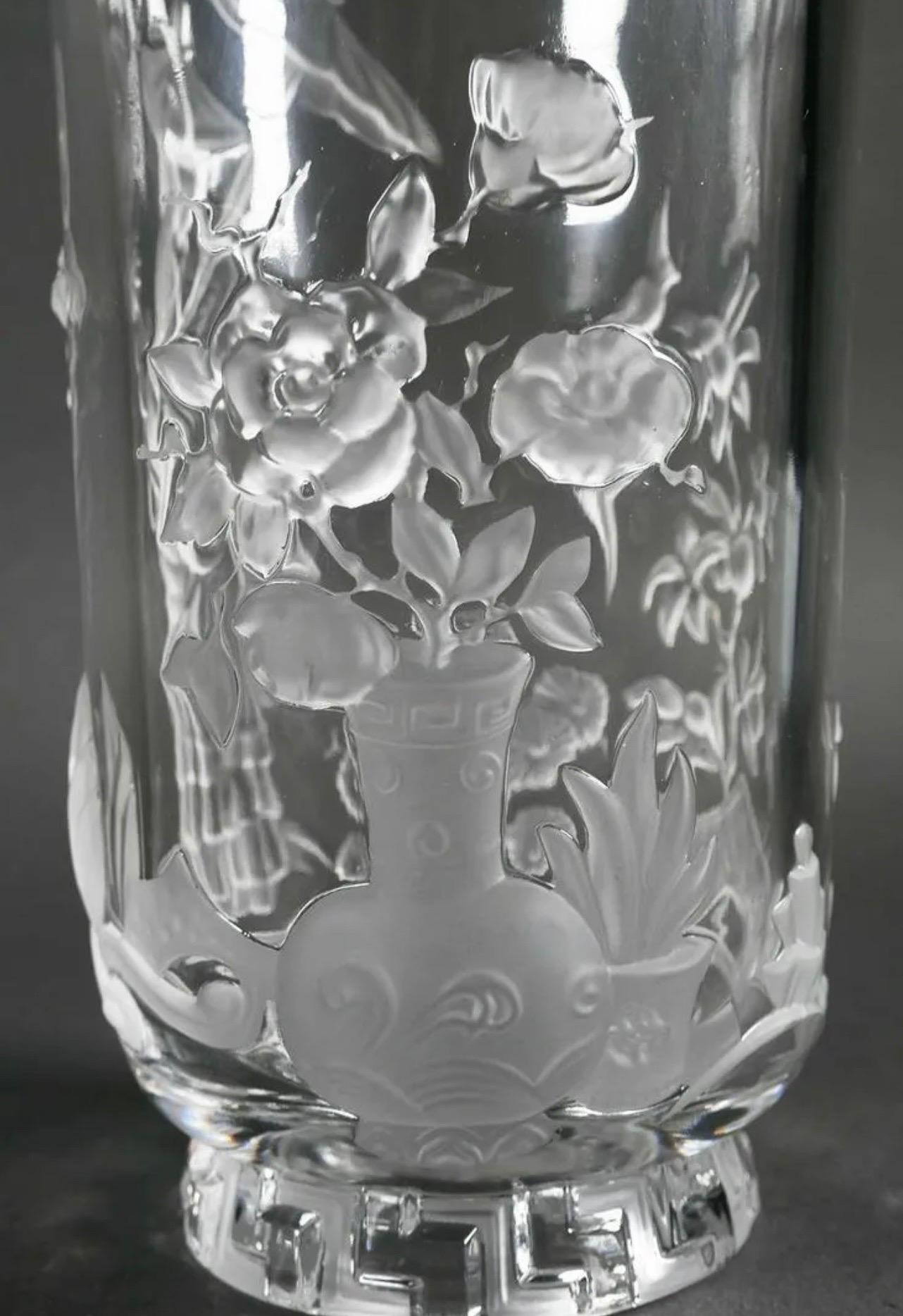 French Wonderful Pair Verlys Art Glass Mandarin Chinoiserie Oriental Vases  For Sale