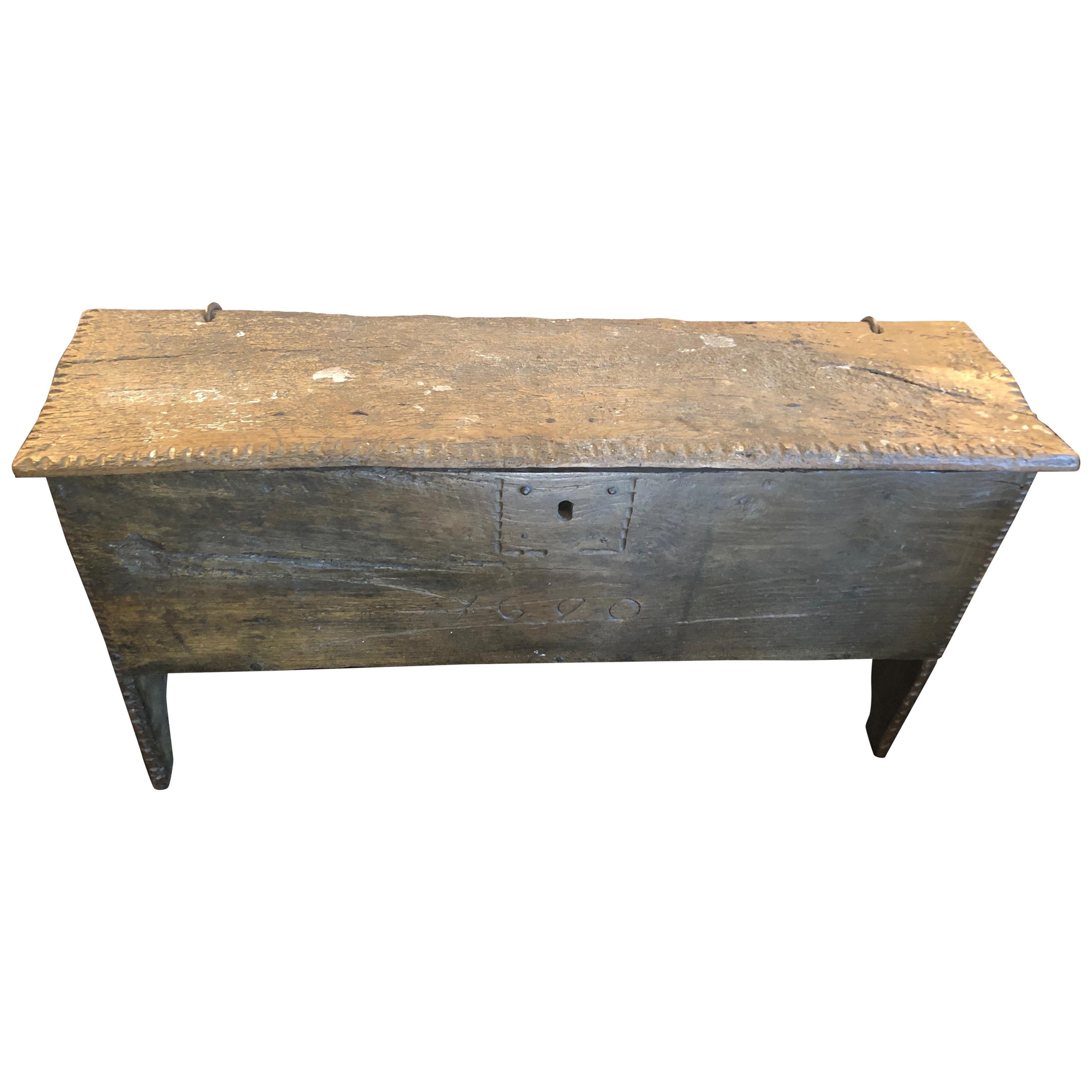 Wonderful Very Early Narrow Rustic British Wooden Coffer Trunk Coffee Table