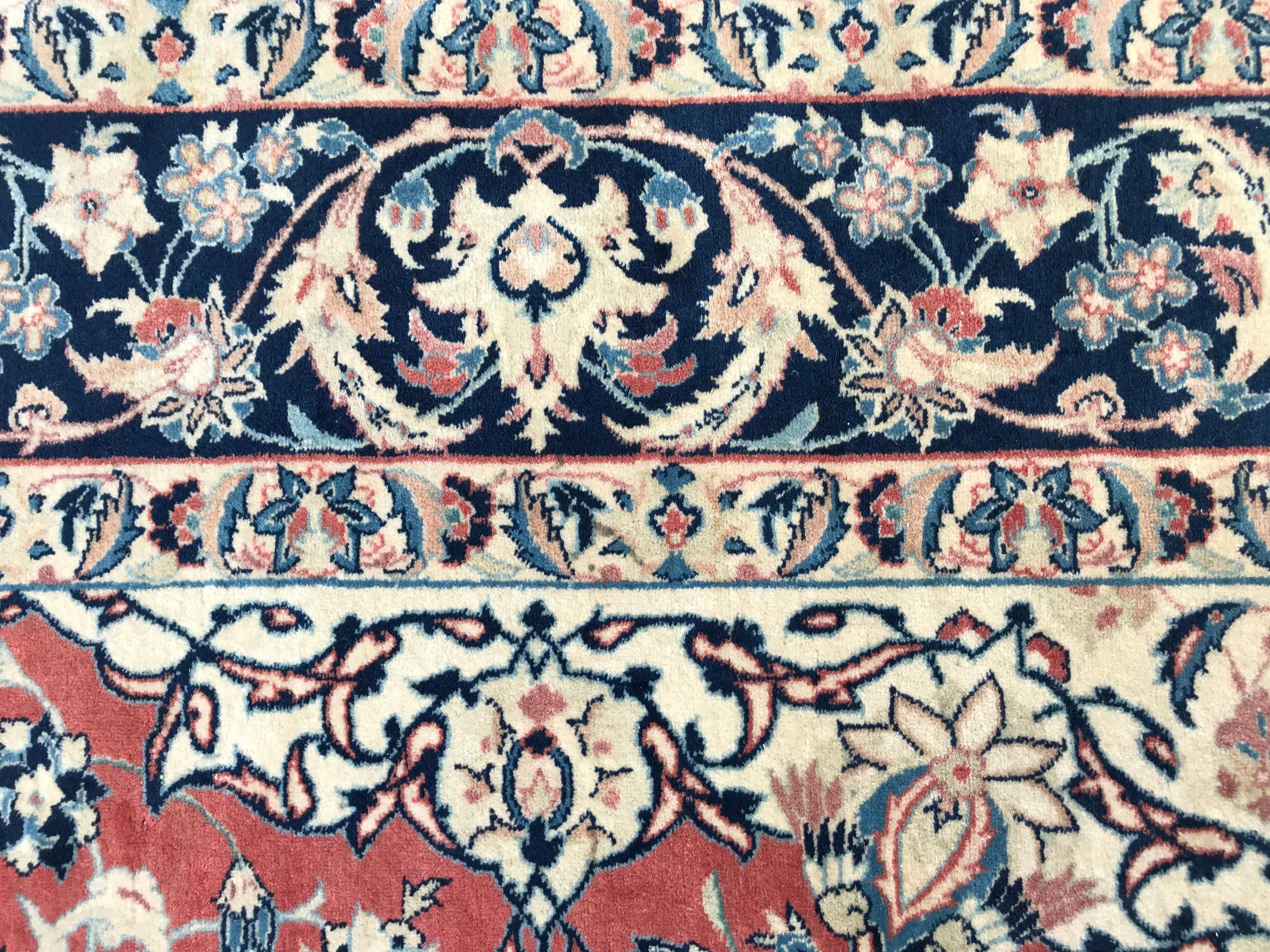 Central Asian Bobyrug’s Wonderful Very Fine Hand Knotted Isfahan Rug For Sale