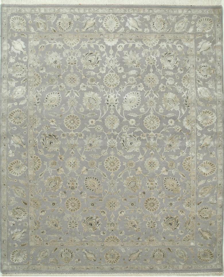 Nice new rug with beautiful decorative Indo Persian design and nice colors, entirely and finely hand knotted with wool and silk velvet on cotton foundation.