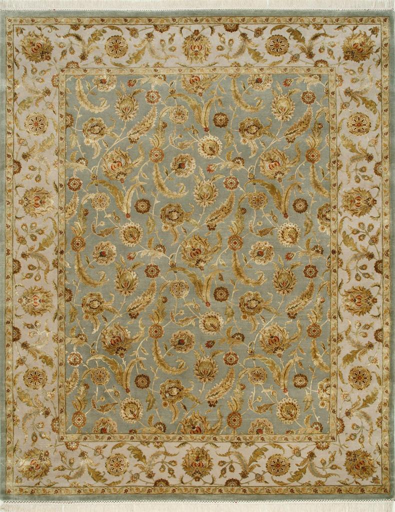 Nice new rug with beautiful decorative indo Persian design and nice colors, entirely and finely hand knotted with wool and silk velvet on cotton foundation.
