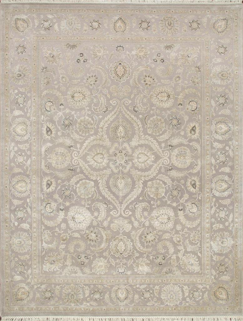 Schöner neuer Teppich mit schönem dekorativem indo-persischem Design und schönen Farben, komplett und fein handgeknüpft mit Wolle und Seidensamt auf Baumwollbasis.
