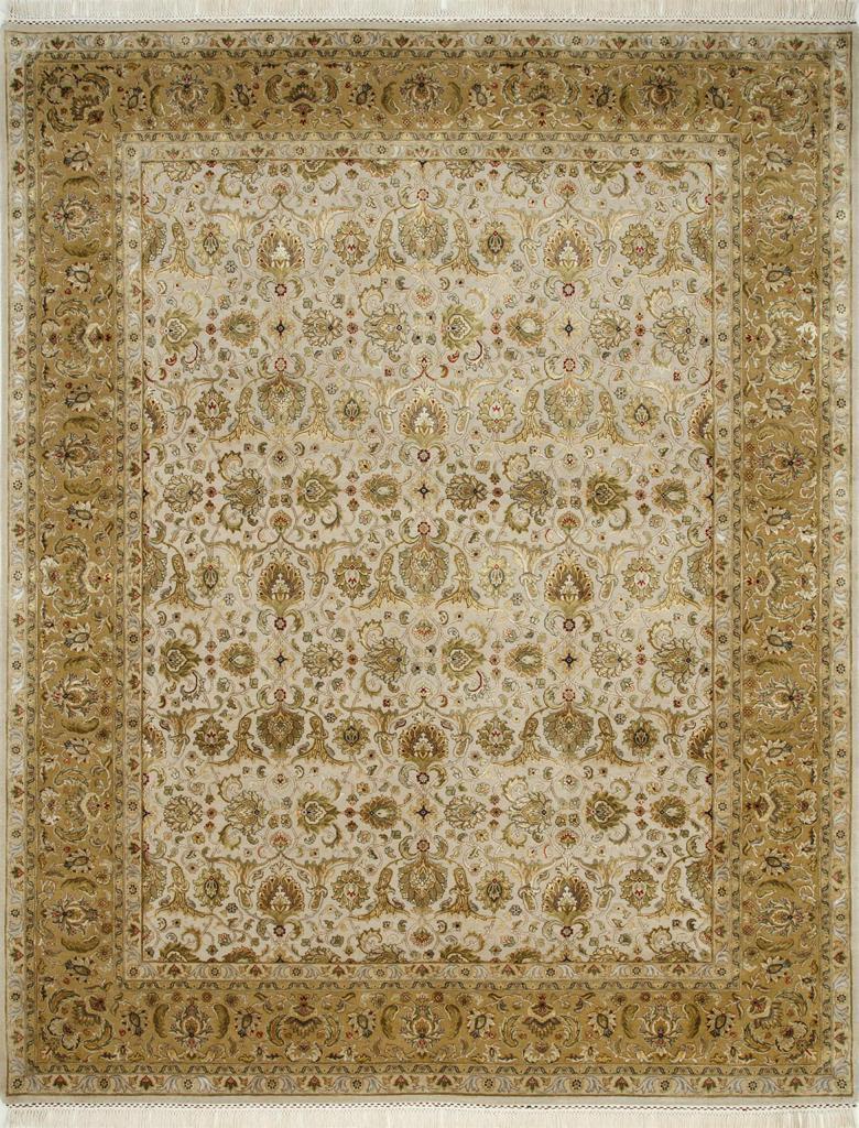 Nice new rug with beautiful decorative Indo Persian design and nice colors, entirely and finely hand knotted with wool and silk velvet on cotton foundation.
