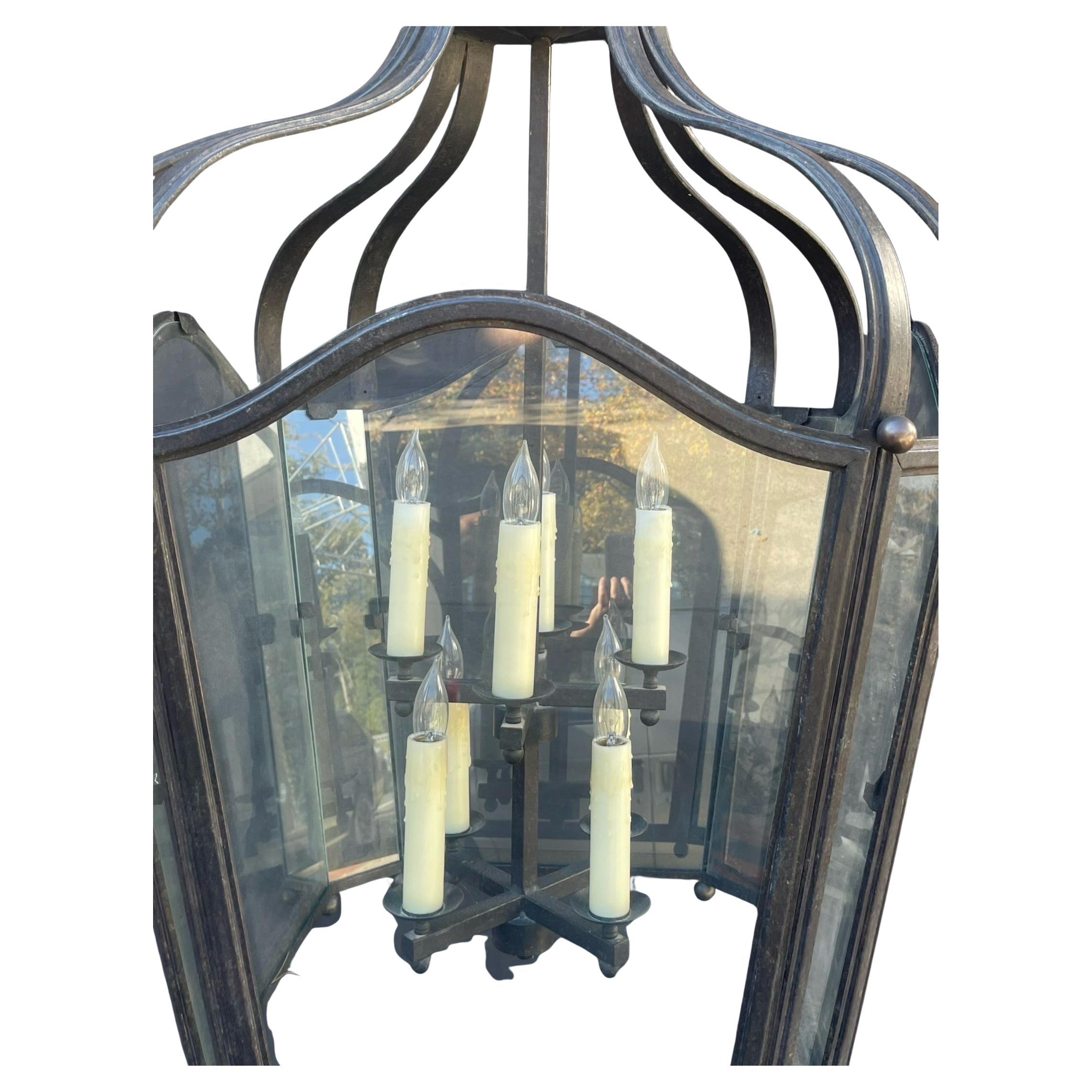 Modern Wonderful Very Large 8 Light Wrought Iron Dennis & Leen Navarre Lantern Fixture