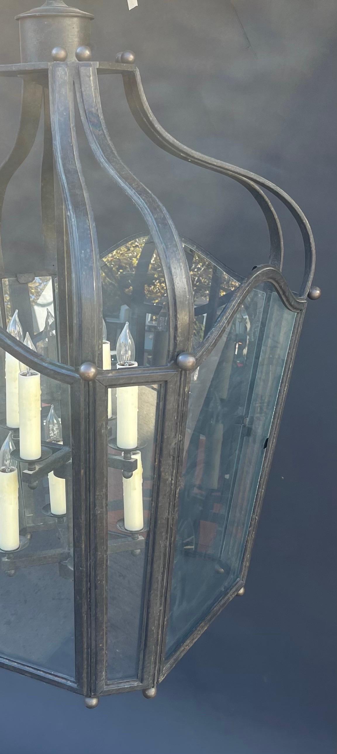 20th Century Wonderful Very Large 8 Light Wrought Iron Dennis & Leen Navarre Lantern Fixture
