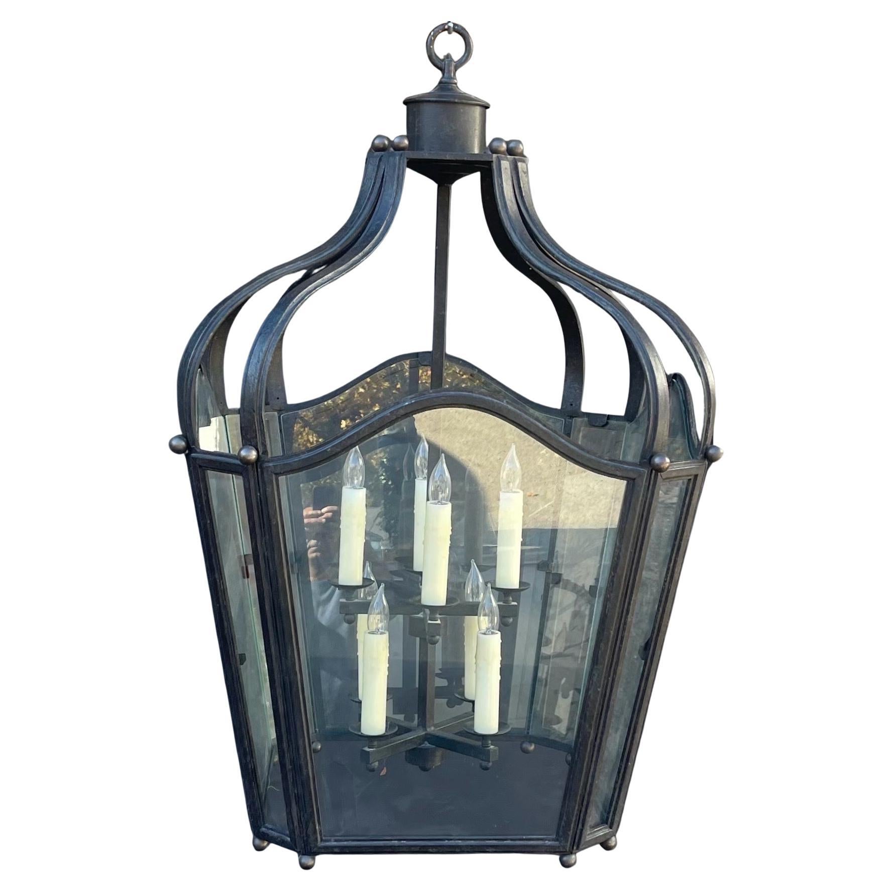 Wonderful Very Large 8 Light Wrought Iron Dennis & Leen Navarre Lantern Fixture