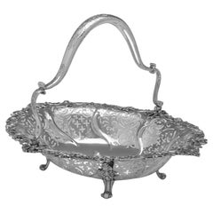 Antique Wonderful Victorian sterling silver basket made by Robert Hennell in 1850