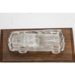 Wonderful Vintage Art Glass Daum Nancy Sculpture Corvette Stingray Stand Plaque