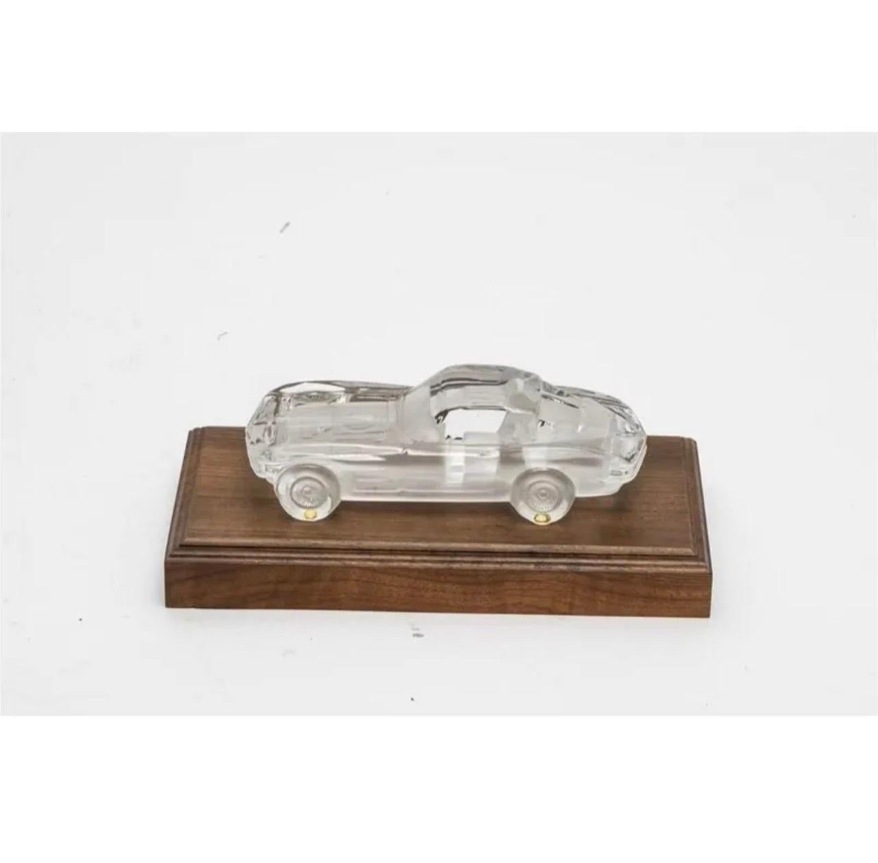 Mid-Century Modern Wonderful Vintage Art Glass Daum Nancy Sculpture Corvette Stingray Stand Plaque For Sale