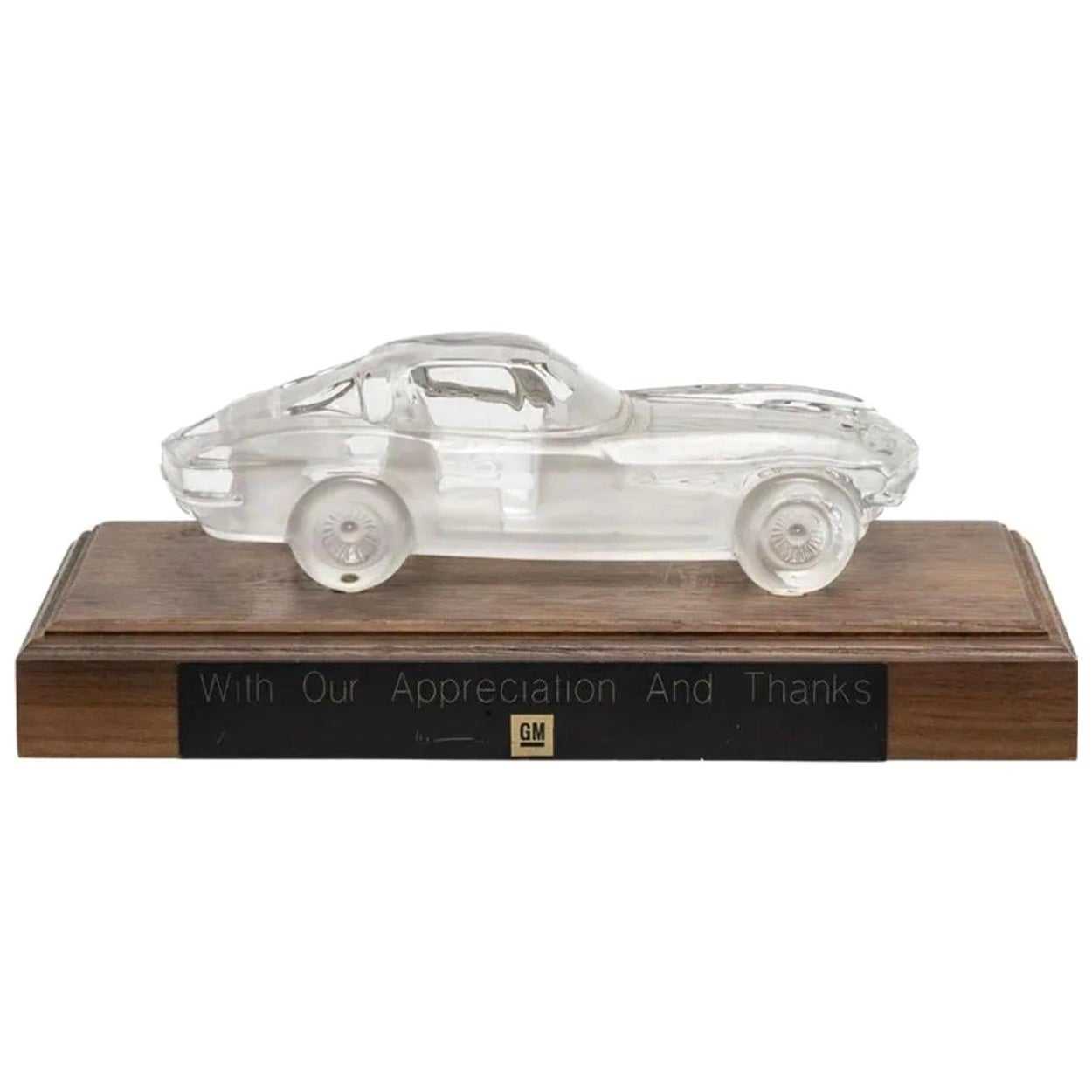 Wonderful Vintage Art Glass Daum Nancy Sculpture Corvette Stingray Stand Plaque