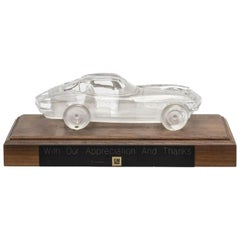 Maravillosa Escultura Vintage Art Glass Daum Nancy Placa Soporte Corvette Stingray