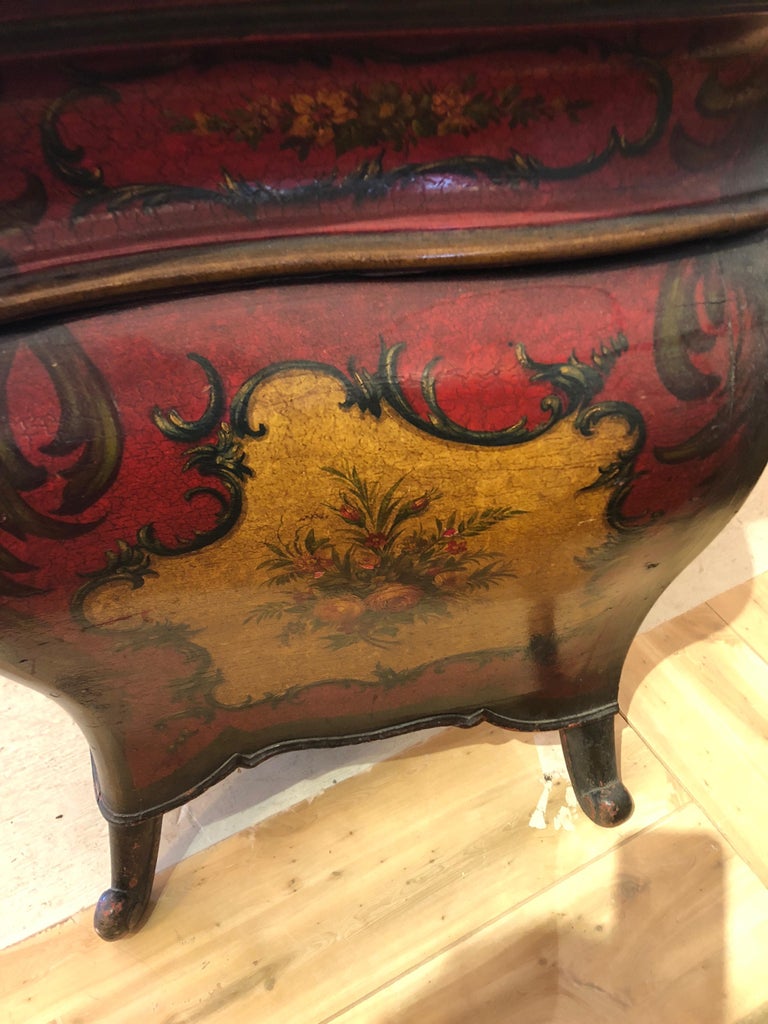 Wonderful Vintage Barn Red Painted Bombay Style Chest of Drawers For