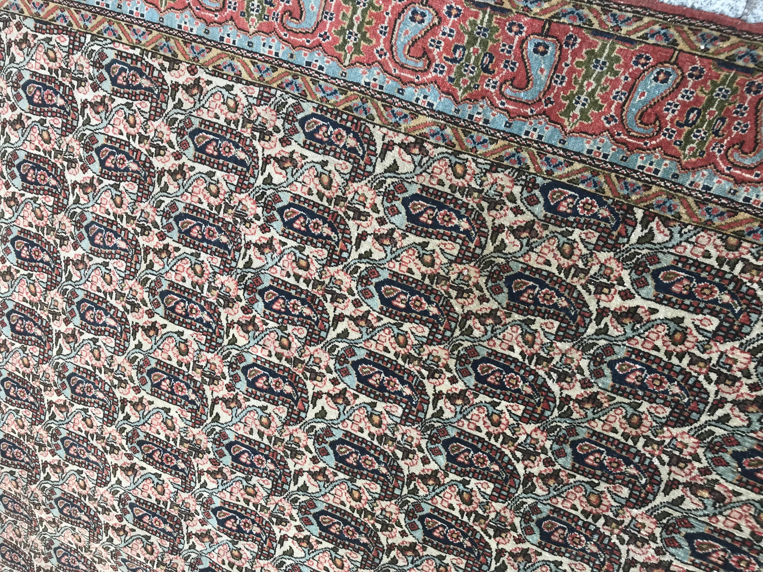 Hand-Knotted Bobyrug’s Wonderful Vintage Botteh Design Ghoom Rug For Sale