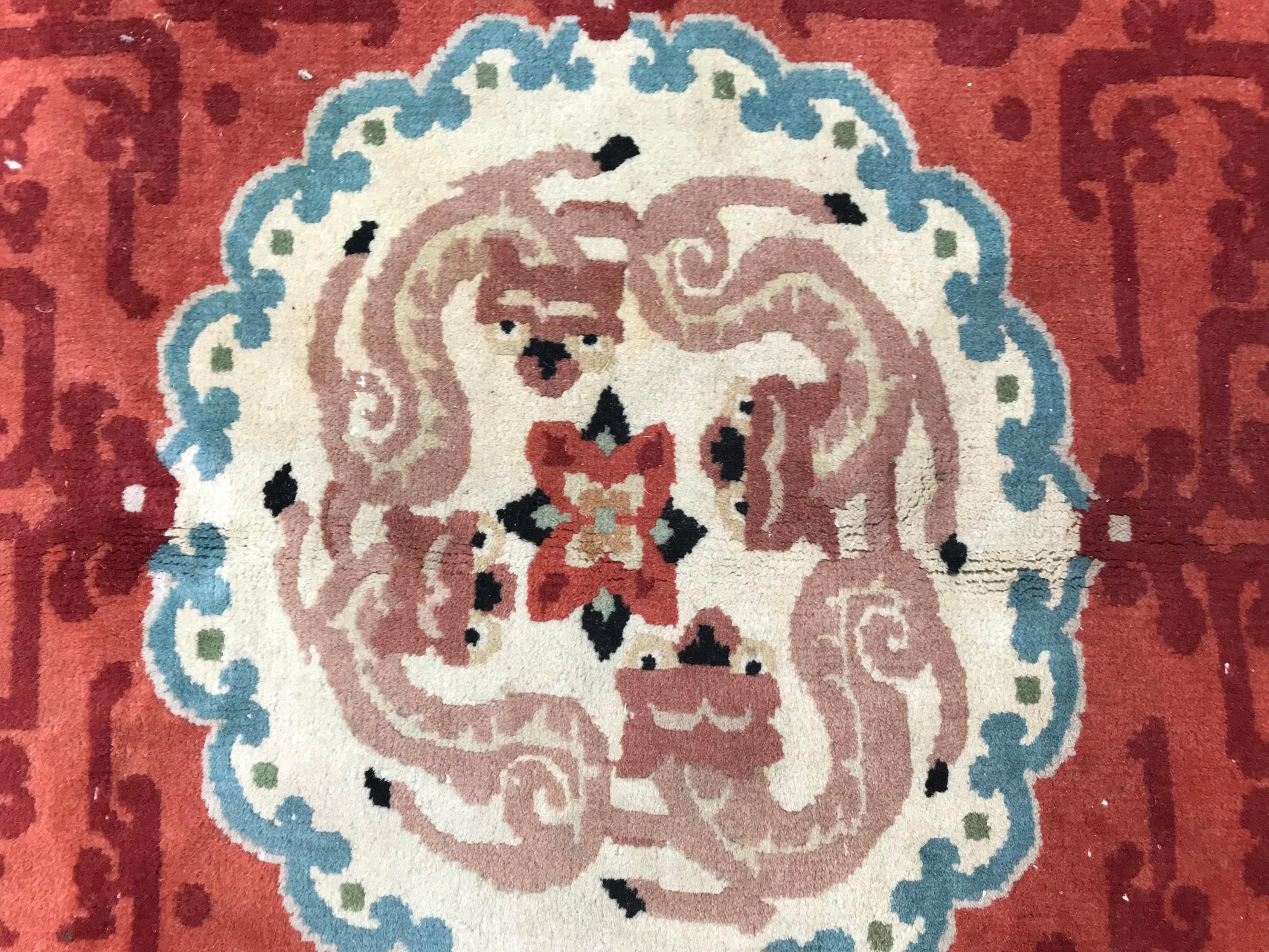 Laine Magnifique tapis chinois vintage de Pékin en vente