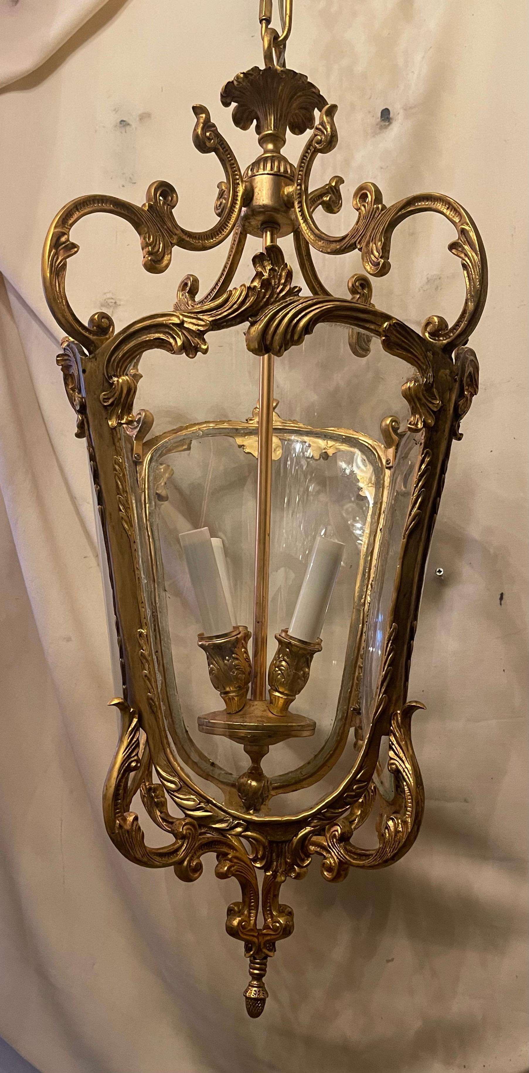 Gilt Wonderful Vintage Dore Bronze Louis XVI Large Lantern Pendent Light Fixture