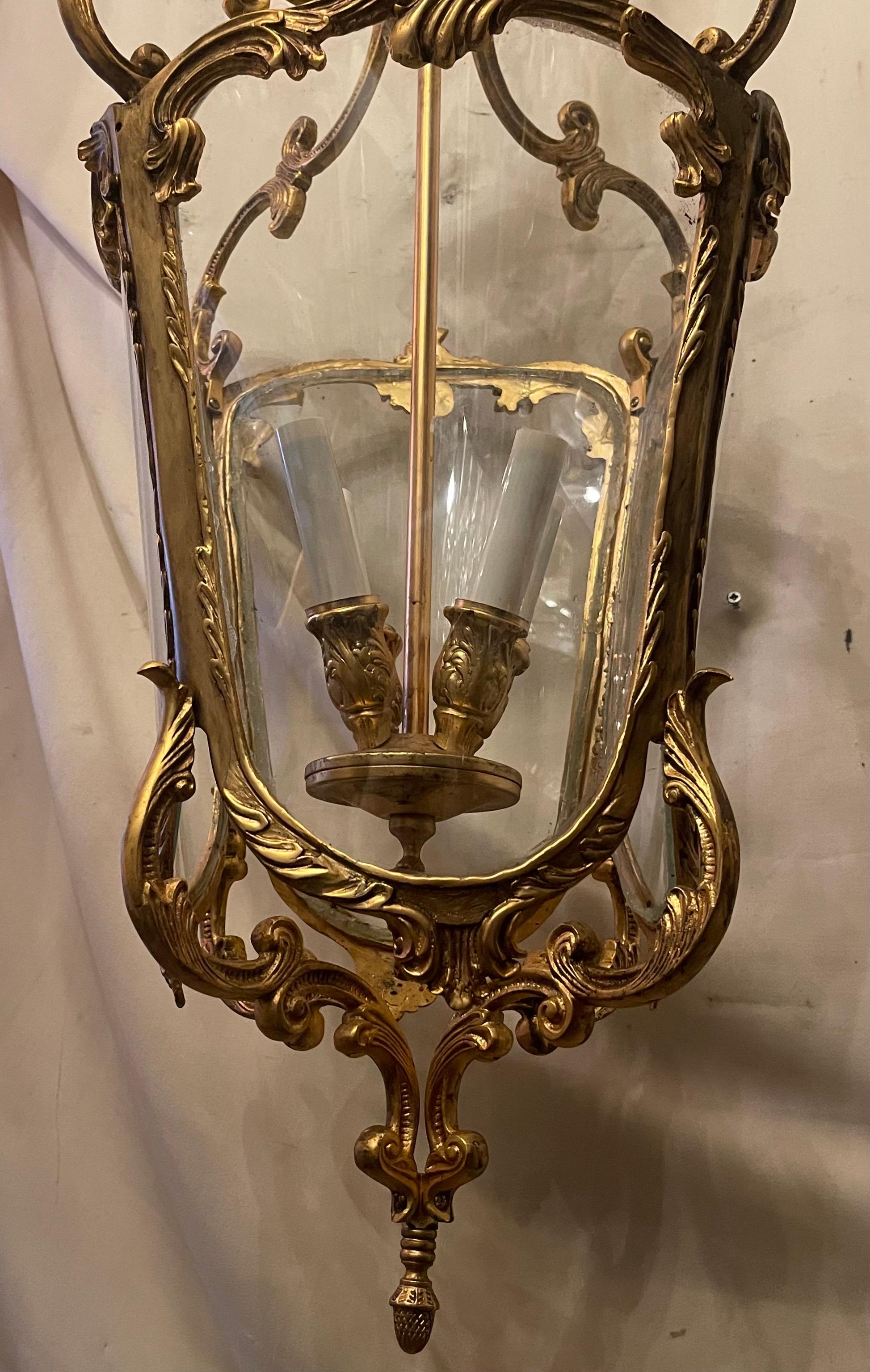 20th Century Wonderful Vintage Dore Bronze Louis XVI Large Lantern Pendent Light Fixture