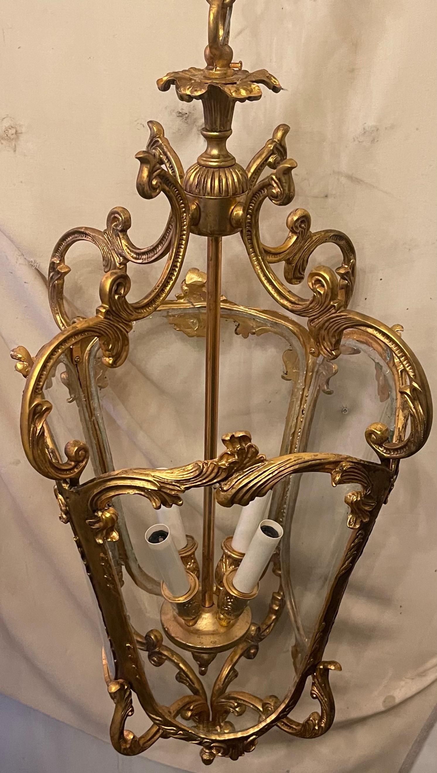 Wonderful Vintage Dore Bronze Louis XVI Large Lantern Pendent Light Fixture 1