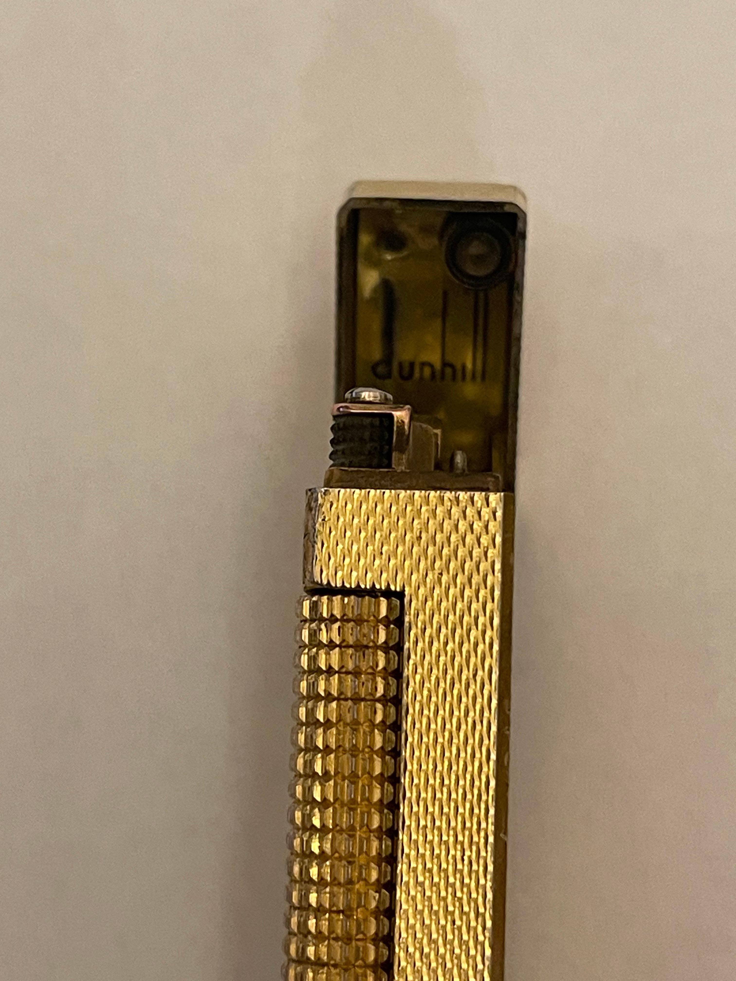 Wonderful Vintage DUNHILL Rollagas Lighter Diamond-Cut Gold Plated 1