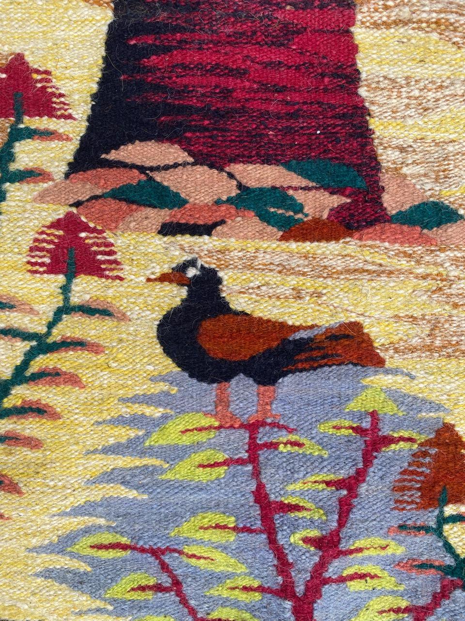 Tribal Bobyrug's Wonderful Vintage Egyptian probably Wissa Wassef Woven Tapestry (Tapisserie tissée égyptienne probablement Wissa Wassef) en vente